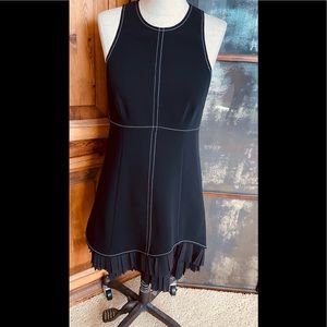CINQ à SEPT Black Sleeveless Minidress with White Topstitch/Piping Size 2